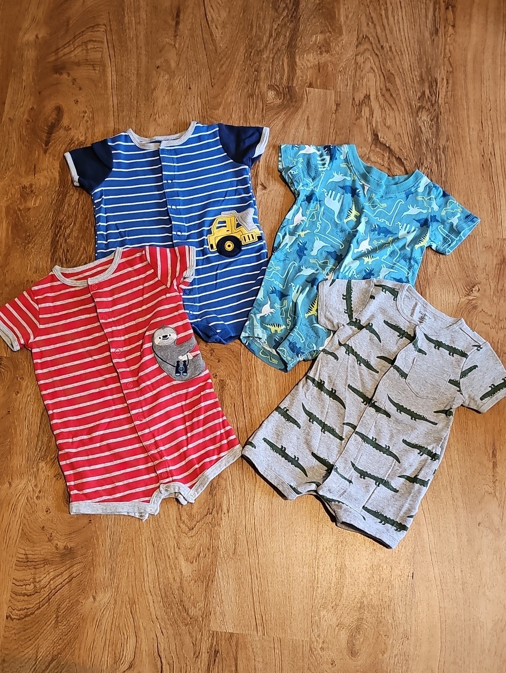 Mixed Baby Shorts Romper Lot - Red, Blue, Aqua, Gray